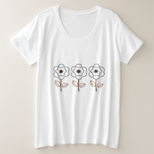 Sommer Damen Plus Größe Minimalistischer Blumen Große Größe T-Shirt