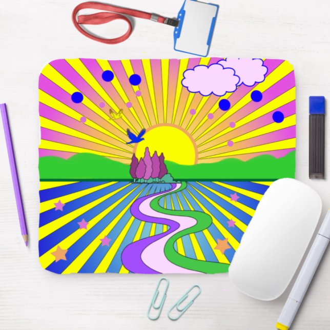 Sommer der Liebe Farbenfrohe psychedelische 60er 7 Mousepad (Von Creator hochgeladen)