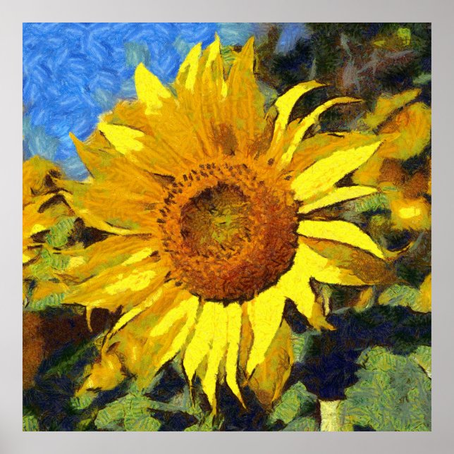 Sommer der Sonnenblumen Kunststil Poster (Vorne)
