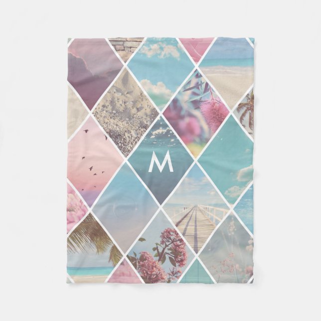 Sommer-Diamant-Muster-Monogramm Fleecedecke (Vorderseite)