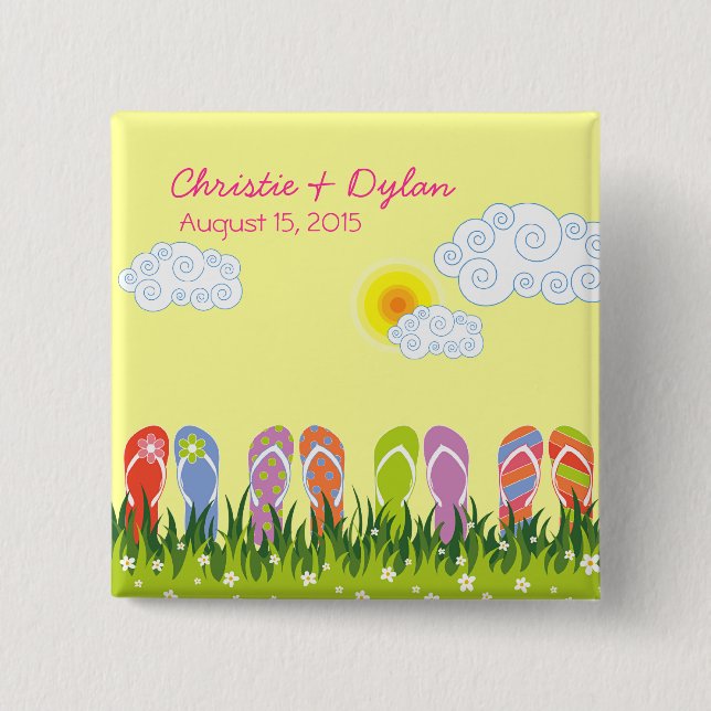 Sommer drehen Reinfall-Spaß im Sun-Sommer-Knopf um Button (Vorderseite)