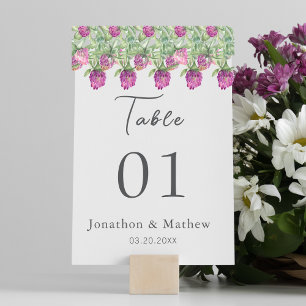 Sommer-Dschungel-Aquarell-Blumenhochzeit Tischnummer
