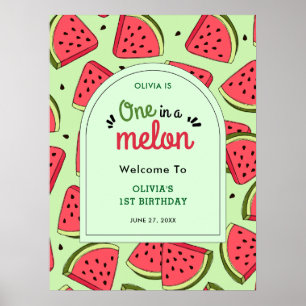 Sommer Eins in einer Melone 1. Geburtstags-Willkom Poster