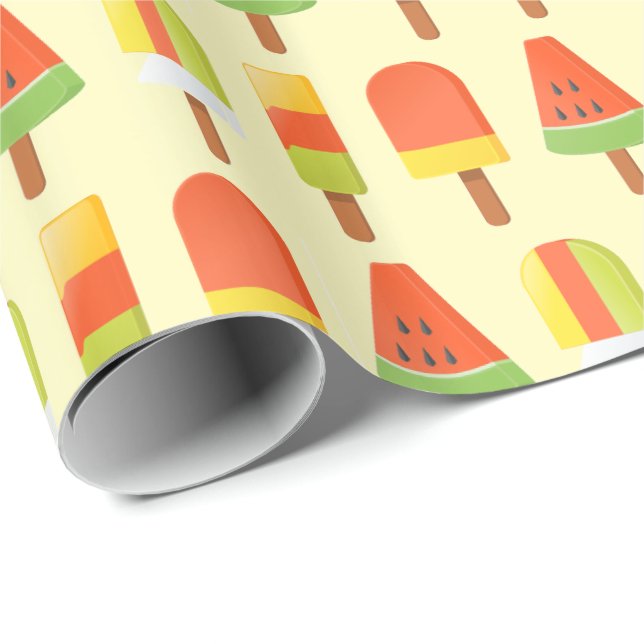 Sommer-Eis-Lutscher-Muster Geschenkpapier (Rolleneckpunkt)