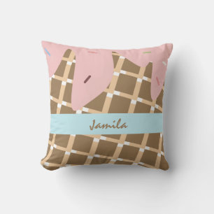 Sommer-Eis-Tropf-Kegel-Sprinkles Rosa Name Kissen