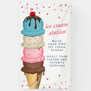 Sommer-Eiscreme-Moderne Wasserfarbe-Brautparty Banner