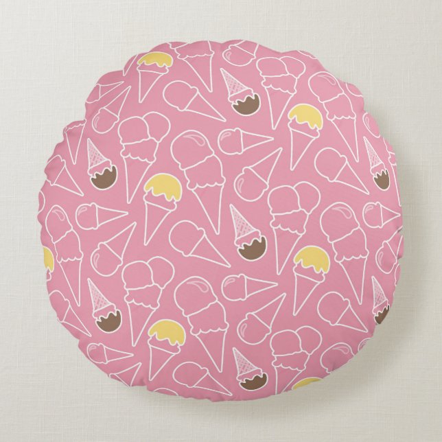 Sommer-Eiscreme-Muster Rundes Kissen (Vorderseite)