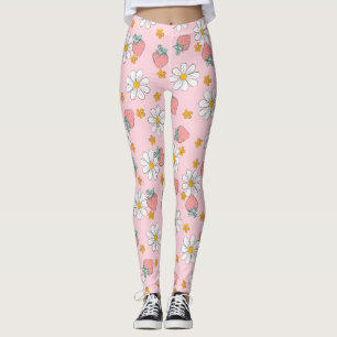 Sommer-Erdbeer-Gänseblümchen-Muster  Leggings
