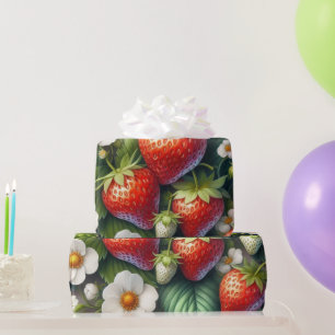 Sommer-Erdbeere-Gedrucktes Geschenkpapier