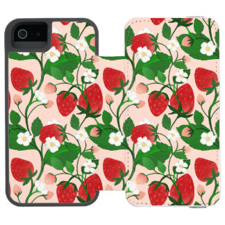 Sommer-Erdbeere in Rosa Incipio Watson™ iPhone 5 Geldbörsen Hülle