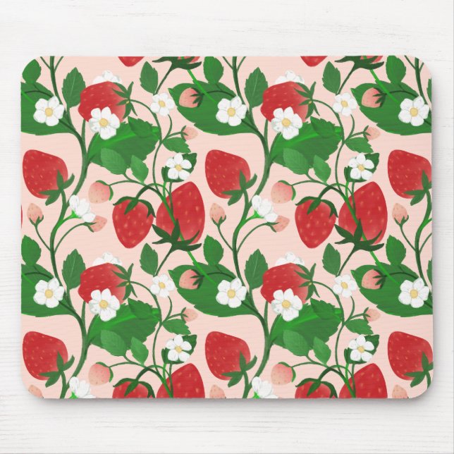 Sommer-Erdbeere in Rosa Mousepad (Vorne)