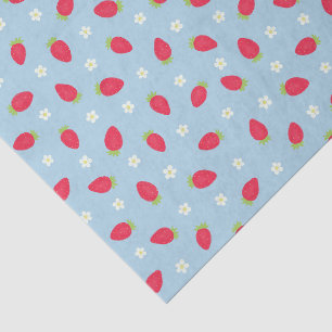 Sommer-Erdbeeren auf Blau (großer Maßstab) Seidenpapier