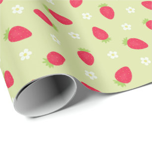 Sommer-Erdbeeren auf Grün (großer Maßstab) Geschenkpapier