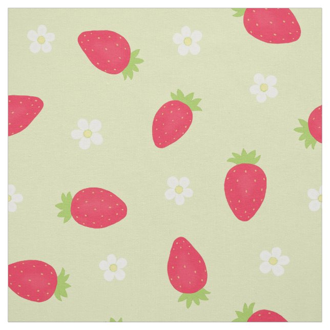 Sommer-Erdbeeren auf Grün (großer Maßstab) Stoff (Muster)