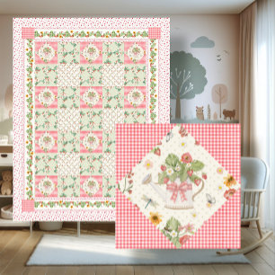 Sommer-Erdbeeren Gingham-Blumen Baby Mädchen Fleecedecke