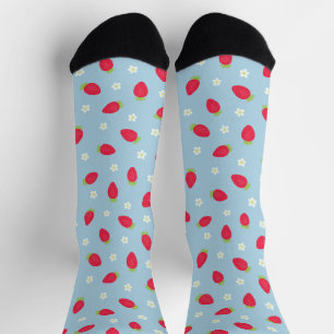 Sommer-Erdbeeren (großes Muster) Blau Socken