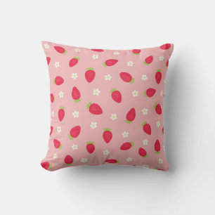 Sommer-Erdbeeren (großformatig) Pink Kissen
