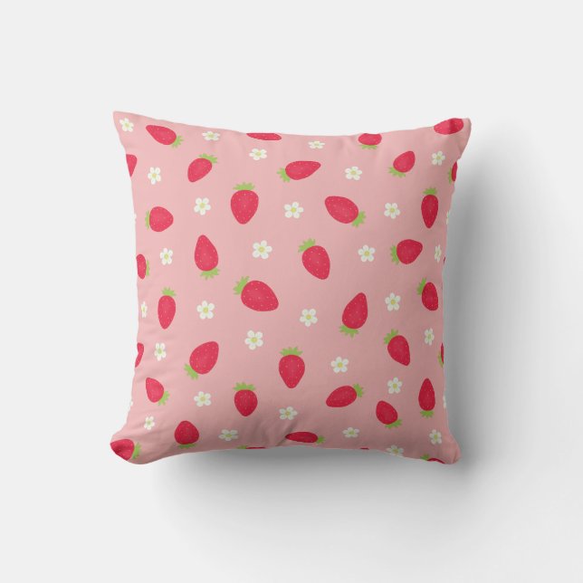 Sommer-Erdbeeren (großformatig) Pink Kissen (Vorderseite)