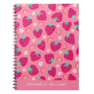 Sommer Erdbeeren Regenbogen und daisy Notizblock