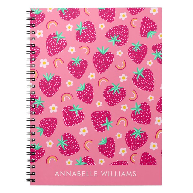 Sommer Erdbeeren Regenbogen und daisy Notizblock (Vorderseite)
