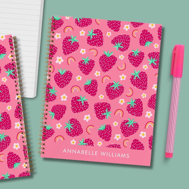 Sommer Erdbeeren Regenbogen und daisy Notizbuch (Strawberry Rainbow Daisy personalized notebook)