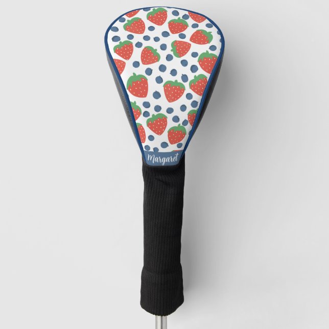 Sommer Erdbeeren und Blueberries Fruchtmuster Golf Headcover (Vorderseite)