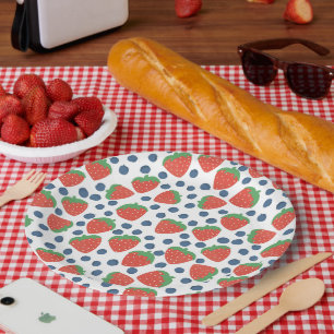 Sommer Erdbeeren und Blueberries Fruchtmuster Pappteller