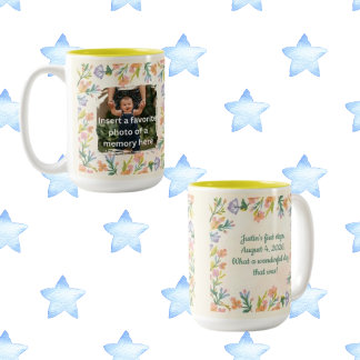 Sommer-Erinnerungen Anpassbarer Foto-Text Zweifarbige Tasse