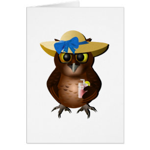 Sommer-Eule mit Hut u. Getränk