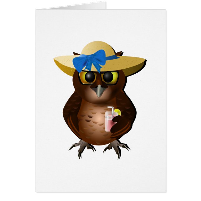 Sommer-Eule mit Hut u. Getränk (Vorne)