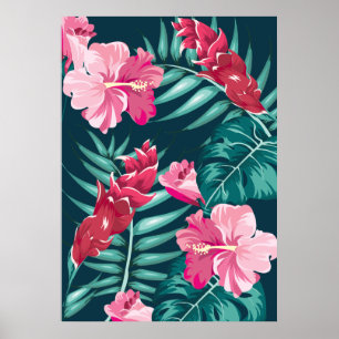 Sommer Exotische Blume rosa Poster