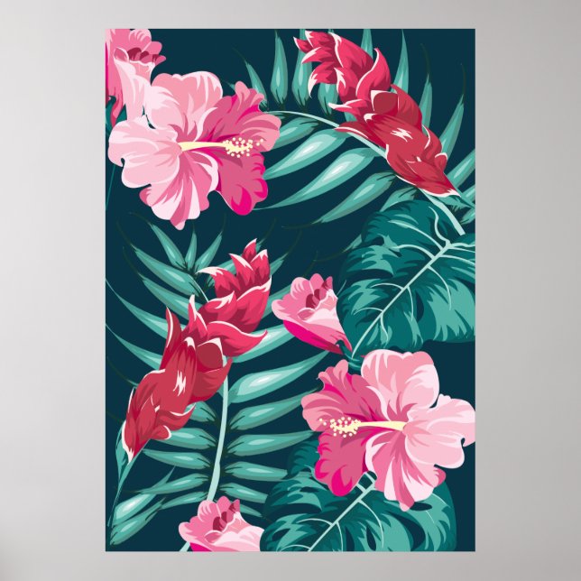 Sommer Exotische Blume rosa Poster (Vorne)