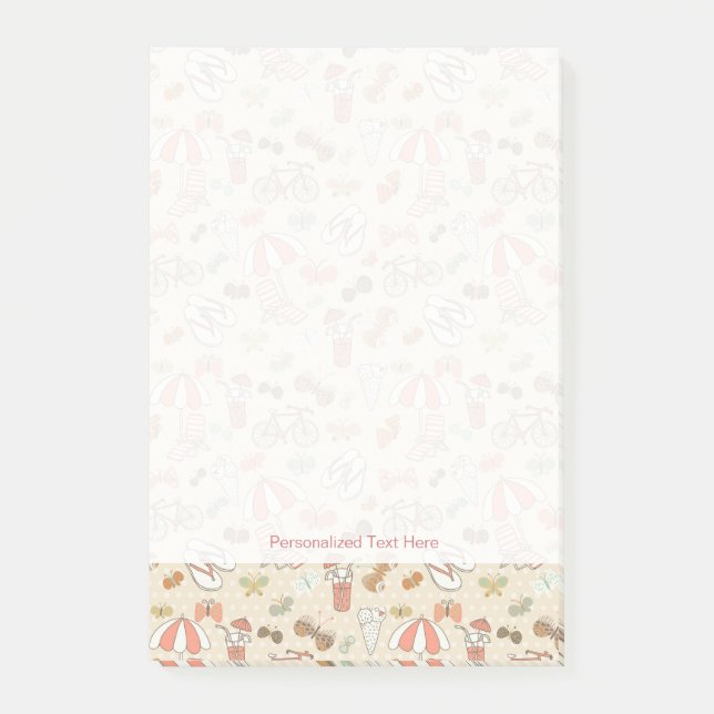 Sommer-Ferien-Muster Post-it Klebezettel (Vorderseite)