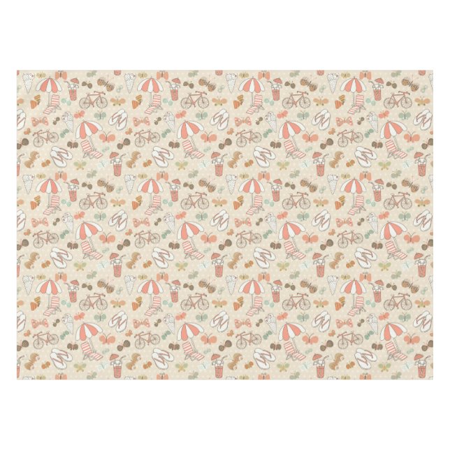 Sommer-Ferien-Muster Tischdecke (Vorderseite (Horizontal))