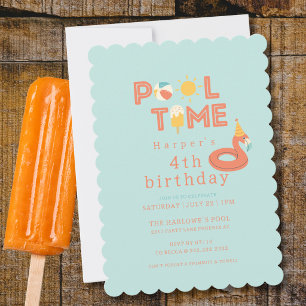 Sommer Flamingo Eis am Stiel Kinder Geburtstag Poo Einladung