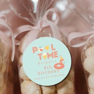 Sommer Flamingo Eis am Stiel Kinder Geburtstag Poo Runder Aufkleber