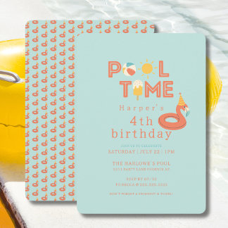 Sommer Flamingo Eis Kinder Geburtstag Poolparty Einladung