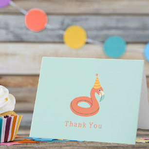 Sommer Flamingo Schwimmhilfe Kinder Geburtstag Poo Dankeskarte