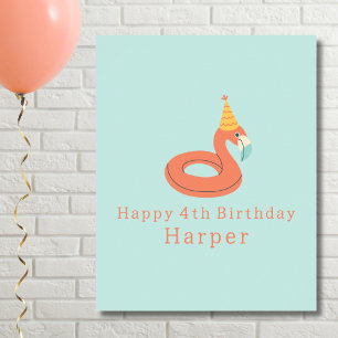 Sommer Flamingo Schwimmhilfe Kinder Geburtstag Poo Poster