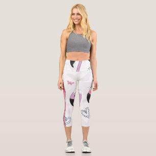 Sommer Flamingo: Strand Vintage Illustration. Capri Leggings