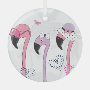 Sommer Flamingo: Strand Vintage Illustration. Ornament Aus Glas