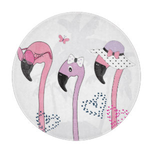 Sommer Flamingo: Strand Vintage Illustration. Schneidebrett