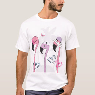 Sommer Flamingo: Strand Vintage Illustration. T-Shirt