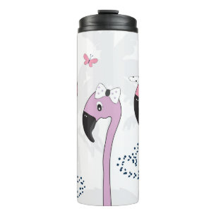 Sommer Flamingo: Strand Vintage Illustration. Thermosbecher