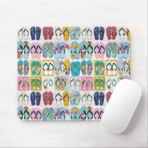 Sommer florale Flip Flops farbenfroh Mousepad