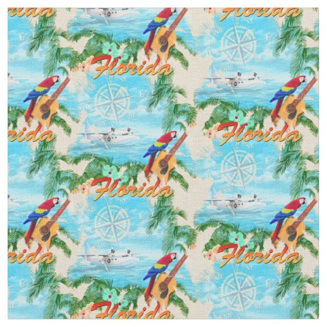Sommer Florida Seaplane Tropical Beach Küste Stoff (Nahaufnahme)