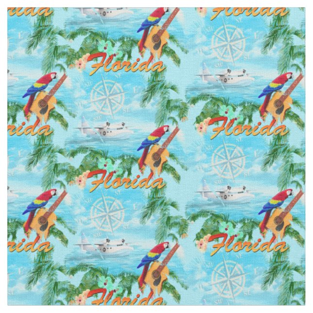 Sommer Florida Seaplane Tropical Beach Küste Stoff (Nahaufnahme)