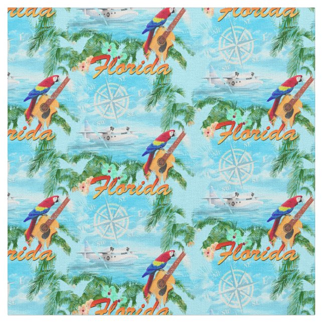 Sommer Florida Seaplane Tropical Beach Küste Stoff (Nahaufnahme)