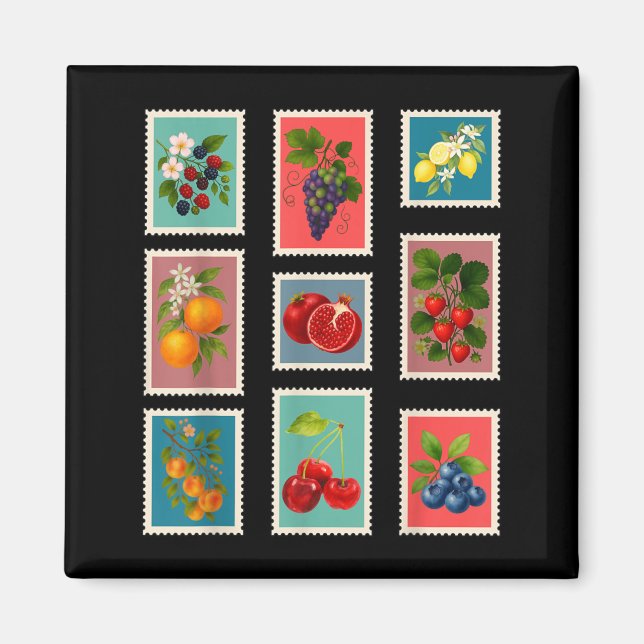Sommer-Frucht-Stempel Vintage-Frucht-Poststempel Magnet (Vorne)
