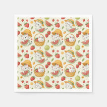 Sommer-Früchte-Katzen-Muster - Picknick-Design für